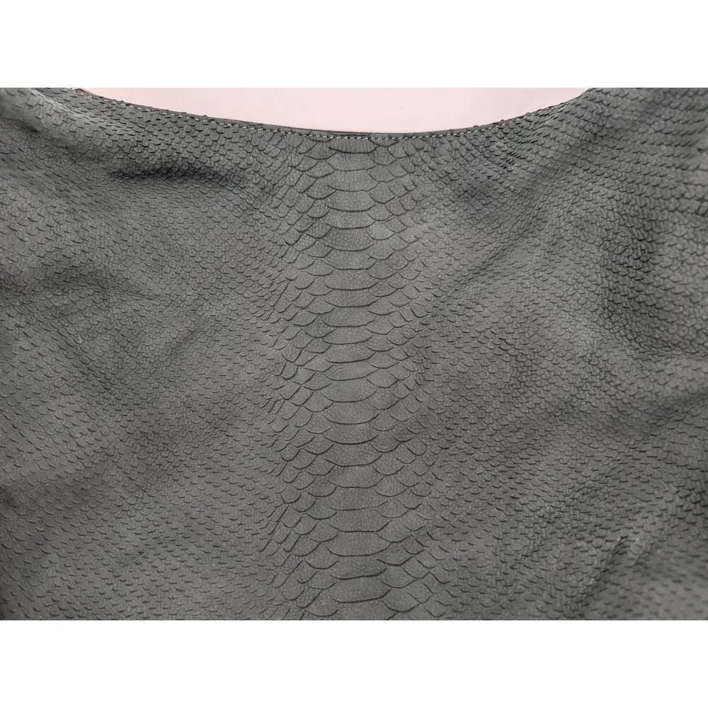 Henri Bendel Green Suede Leather Hobo Chain Strap Shoulder Bag Purple Interior